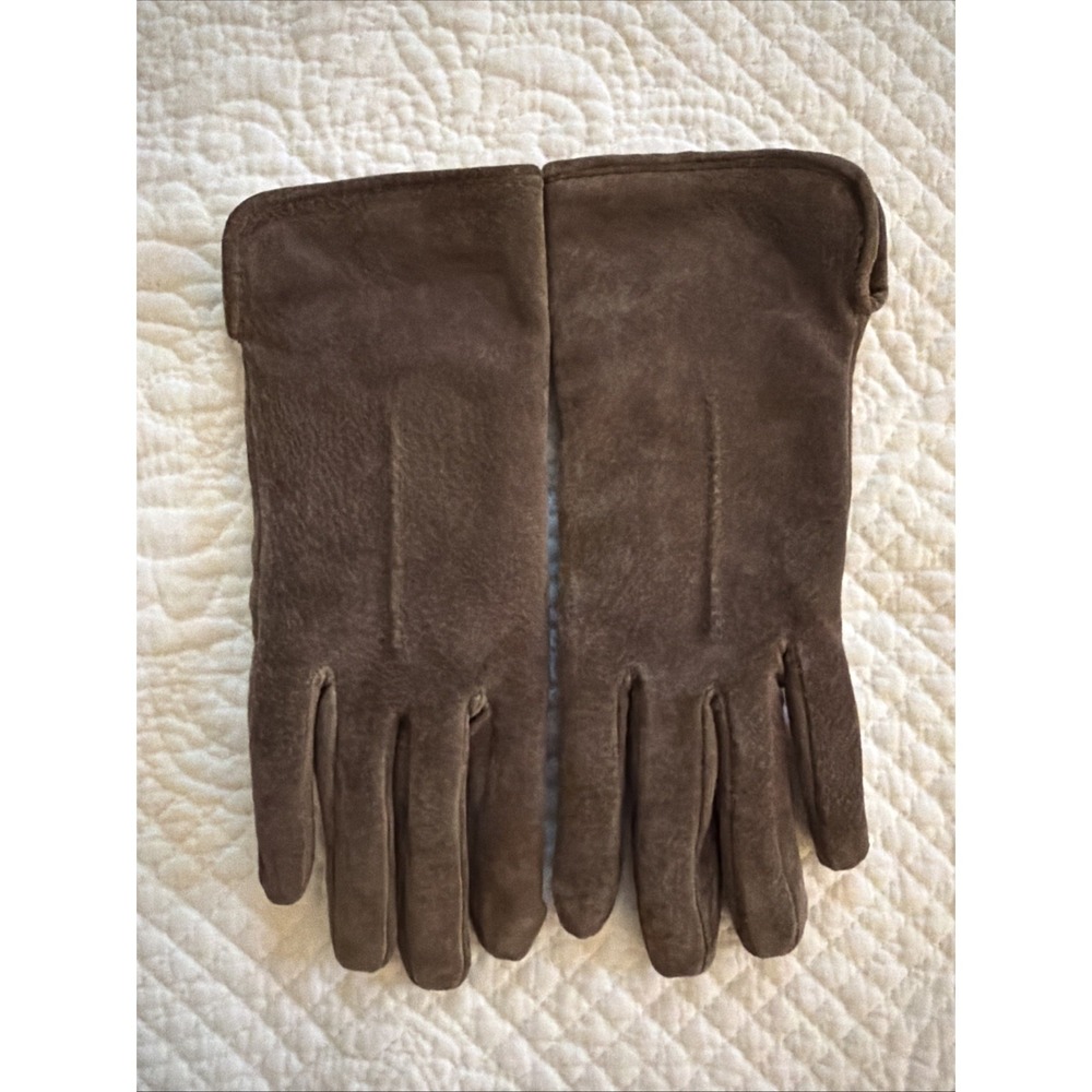 Isotoner Womens Brown Suede Leather Thinsulate Lined Cold Weather Gloves Small